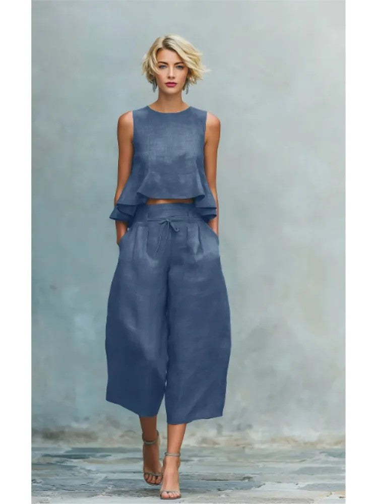 Estiva Ruffle-Hem Wide-Leg Set