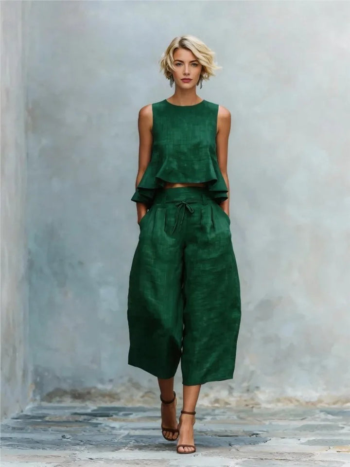 Estiva Ruffle-Hem Wide-Leg Set
