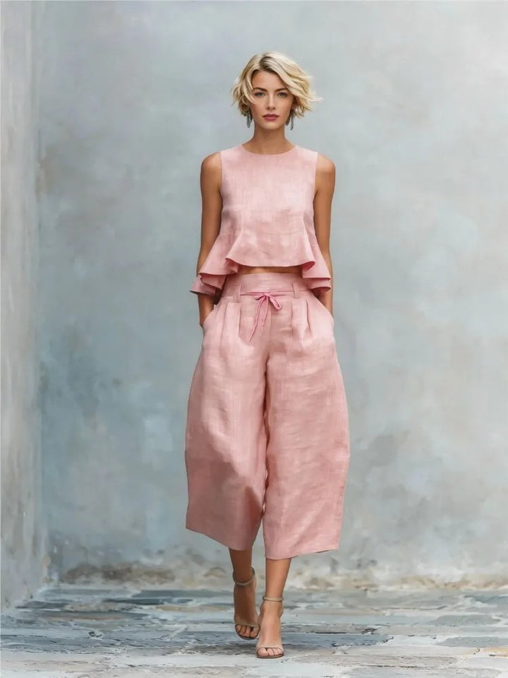 Estiva Ruffle-Hem Wide-Leg Set