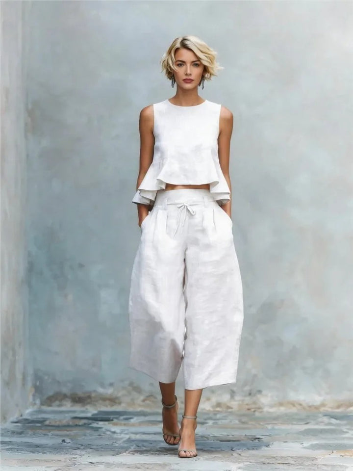 Estiva Ruffle-Hem Wide-Leg Set