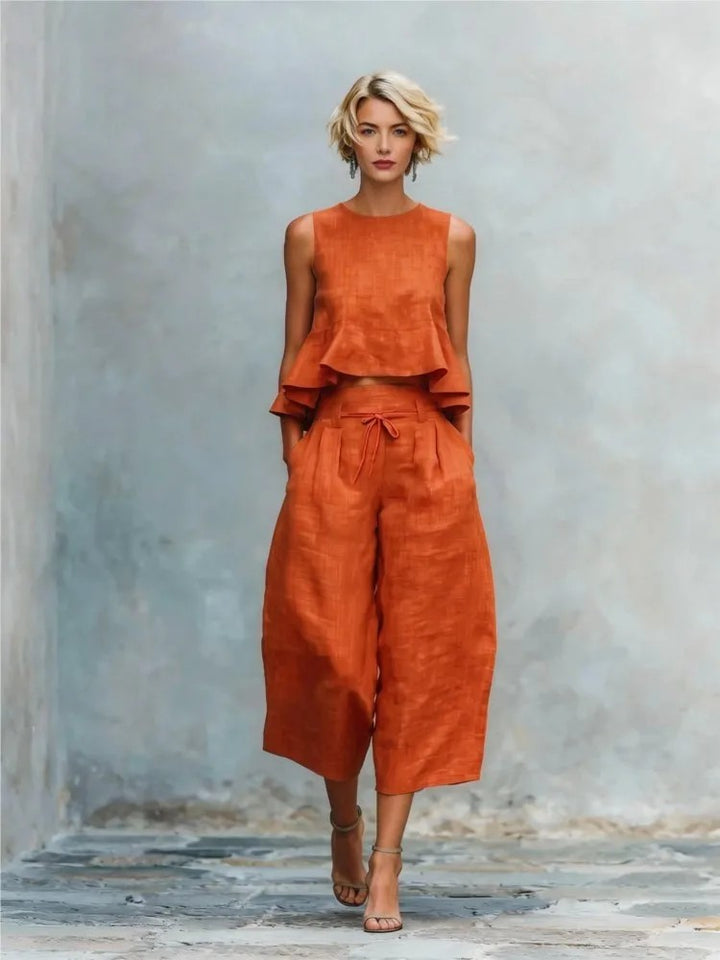 Estiva Ruffle-Hem Wide-Leg Set
