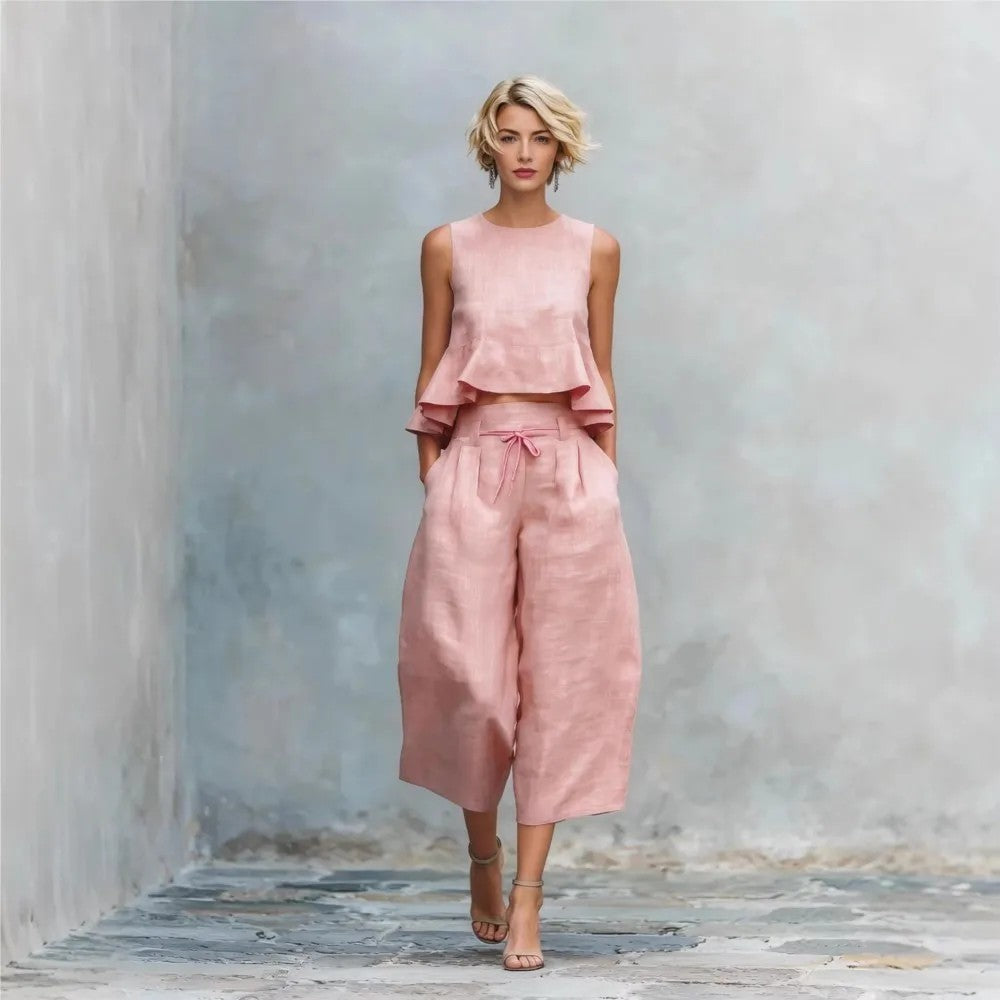 Estiva Ruffle-Hem Wide-Leg Set