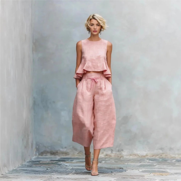 Estiva Ruffle-Hem Wide-Leg Set