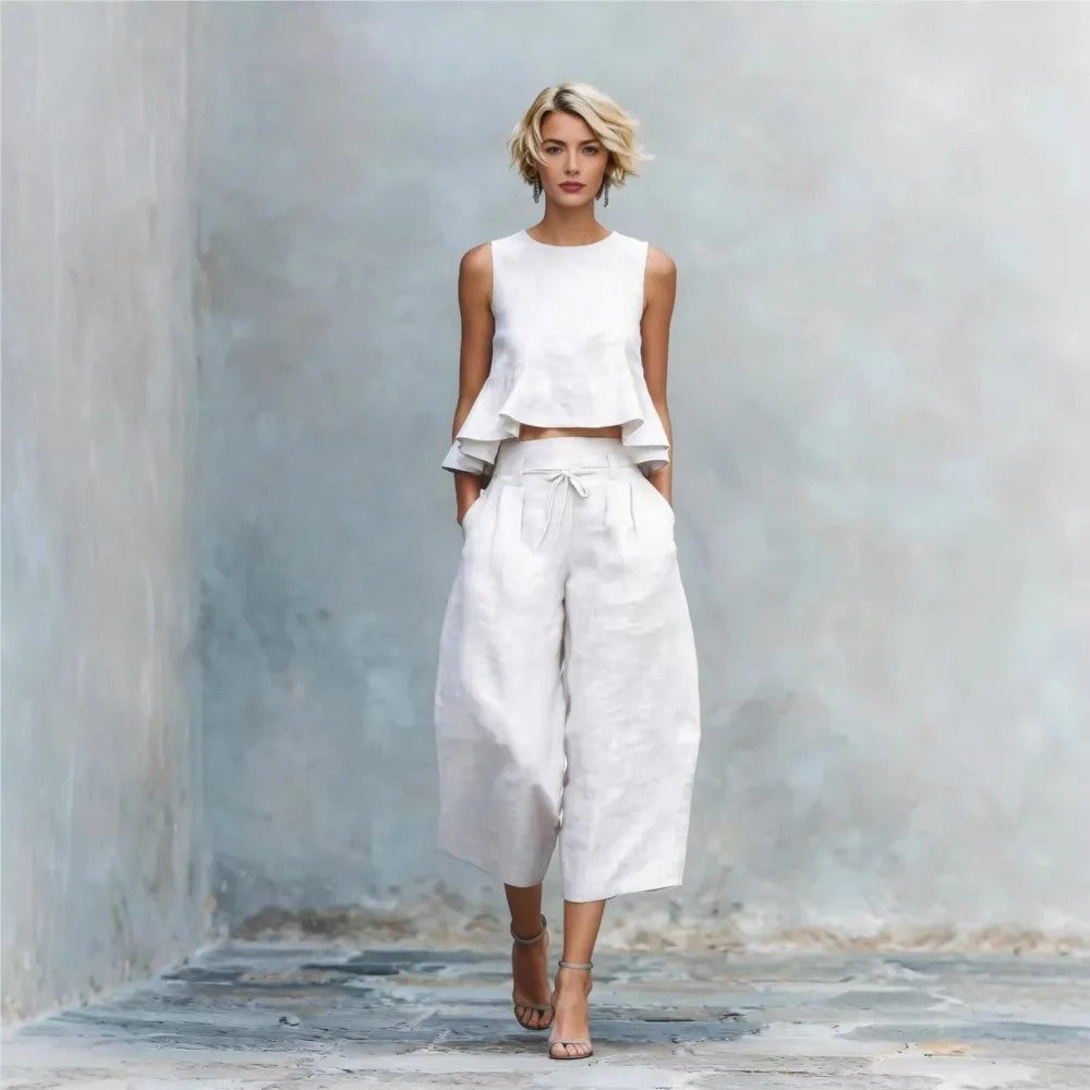 Estiva Ruffle-Hem Wide-Leg Set