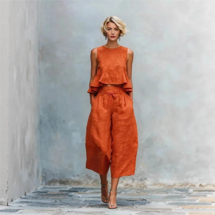 Estiva Ruffle-Hem Wide-Leg Set