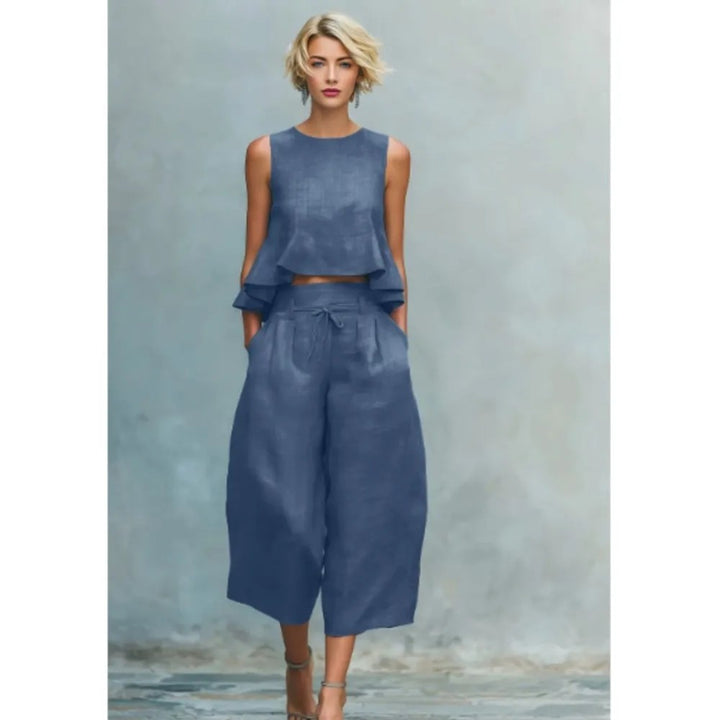 Estiva Ruffle-Hem Wide-Leg Set