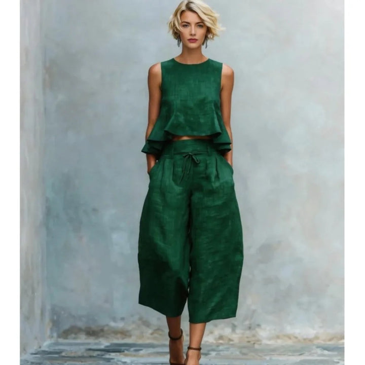 Estiva Ruffle-Hem Wide-Leg Set