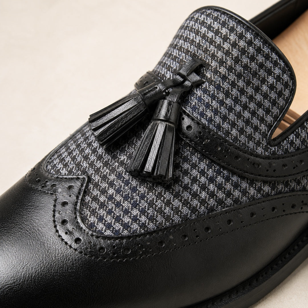 Aldrino Houndstooth Tassel Loafers — ce_metastatic_01