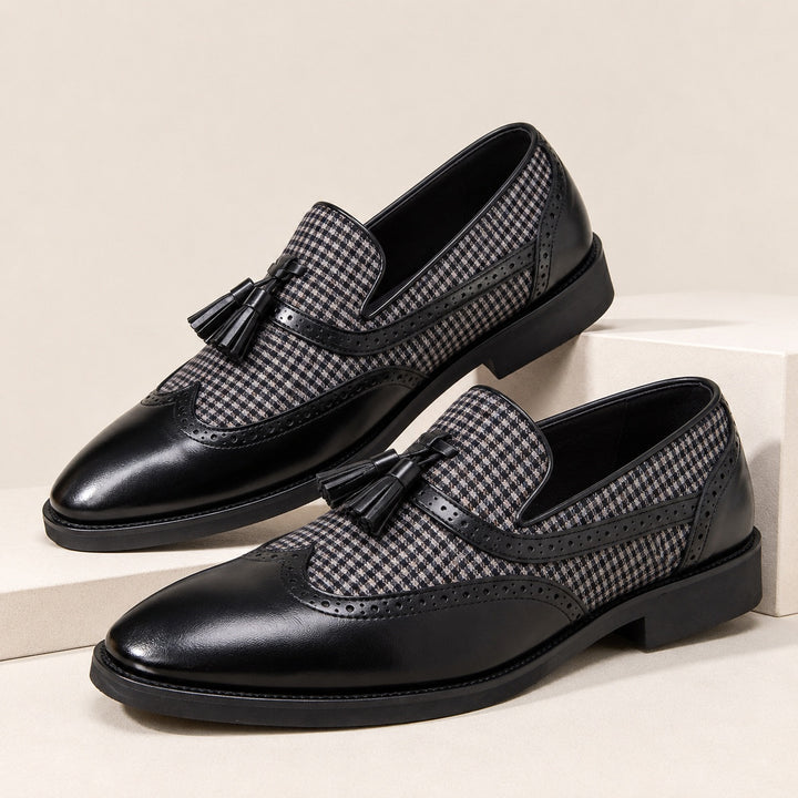 Aldrino Houndstooth Tassel Loafers — ce_metastatic_01