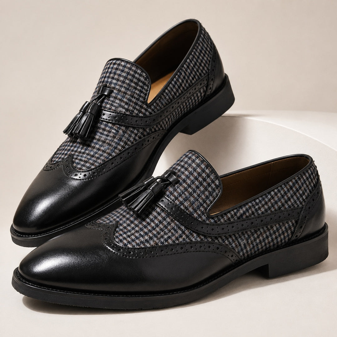 Aldrino Houndstooth Tassel Loafers — ce_metastatic_01