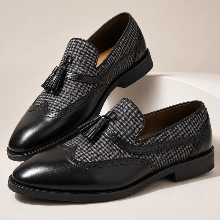 Aldrino Houndstooth Tassel Loafers — ce_metastatic_01