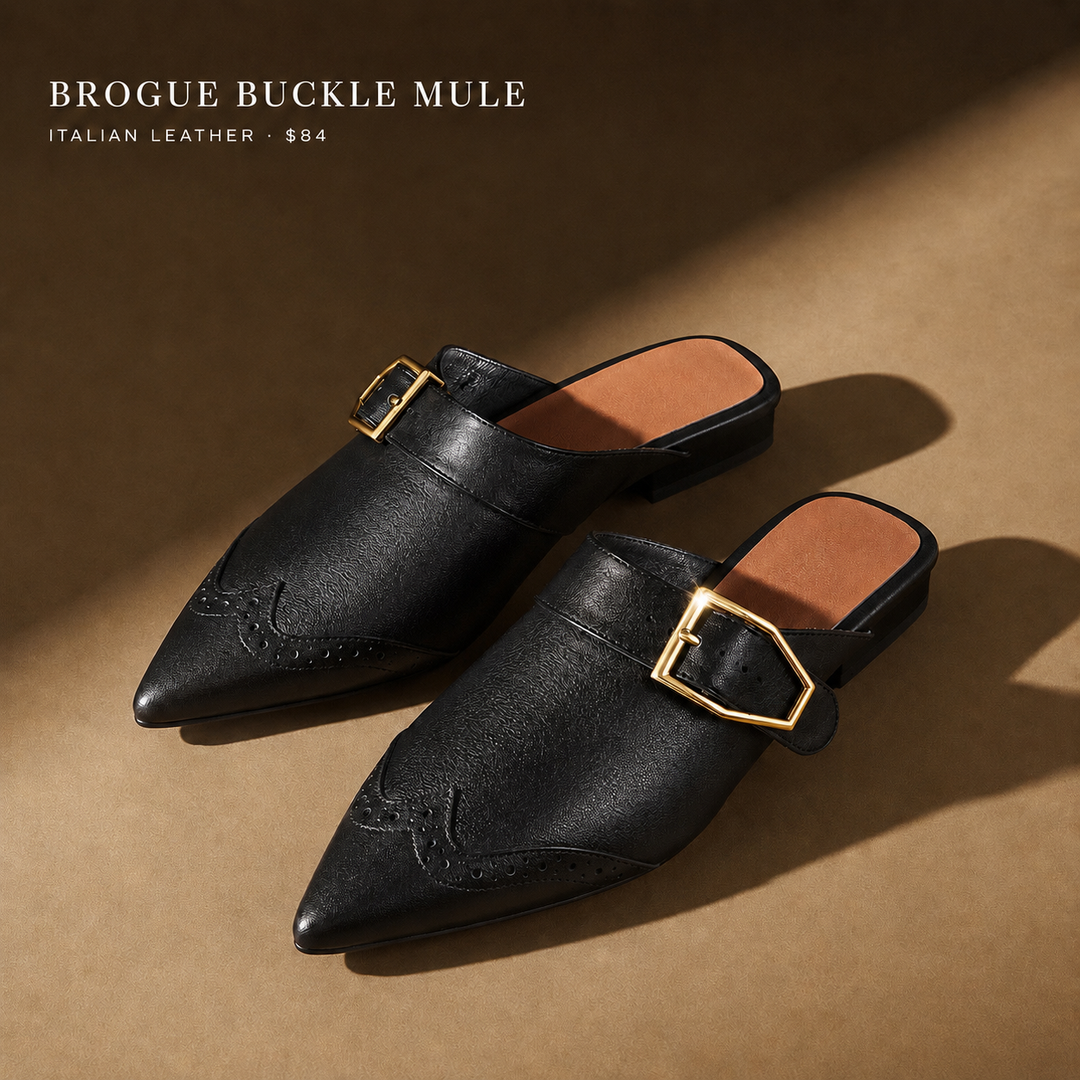 Brionne Brogue Leather Mules