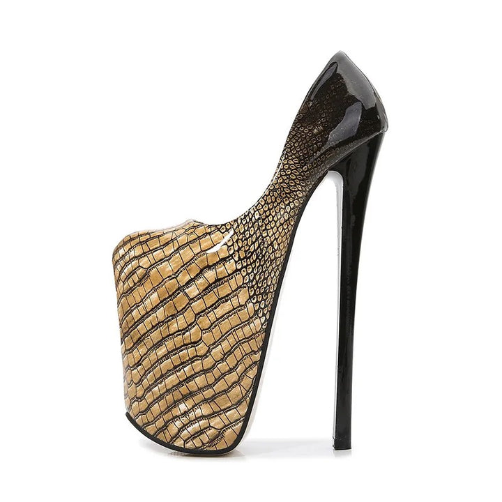 Vipera Croc-Print Platform Stilettos