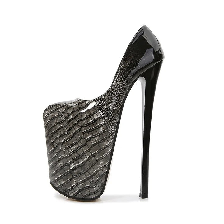 Vipera Croc-Print Platform Stilettos
