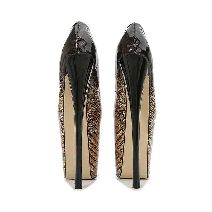 Vipera Croc-Print Platform Stilettos