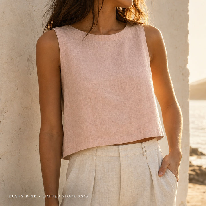 Brisa Linen Crop Tank — 04_dusty_pink_golden_hour
