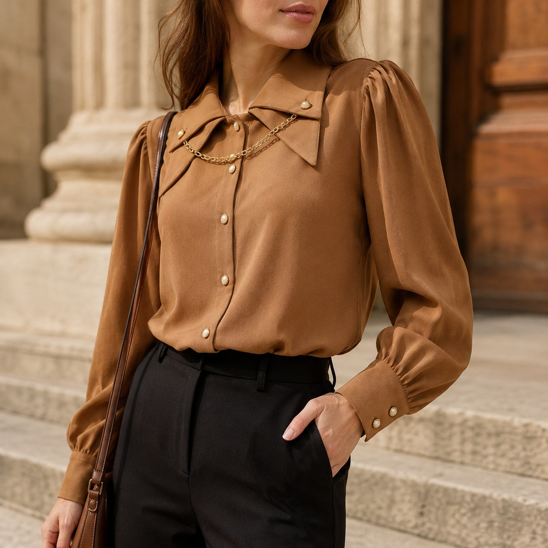 Colette Chain-Collar Blouse — ce_aub_01