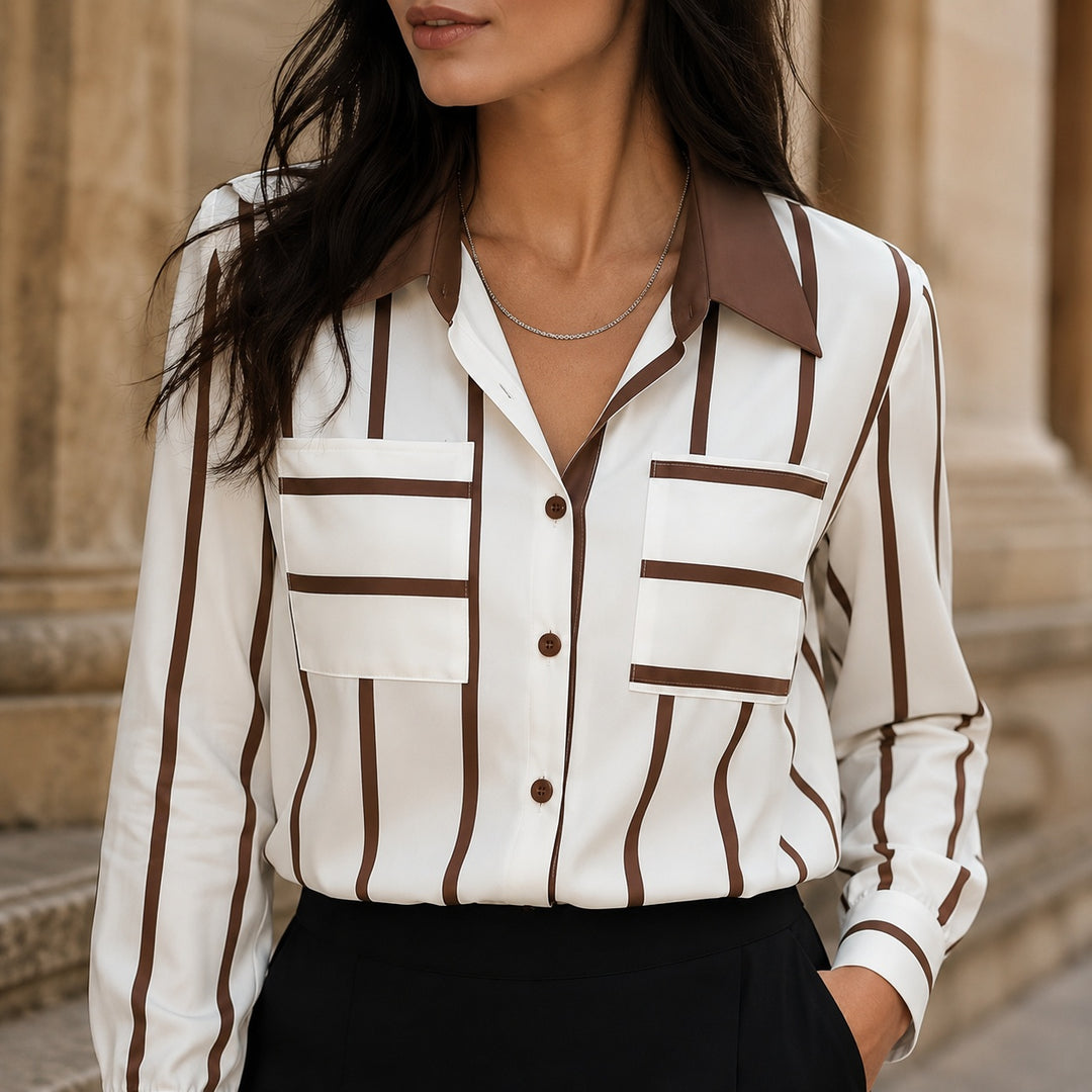Colonnato Striped Pocket Blouse — ce_aub_01