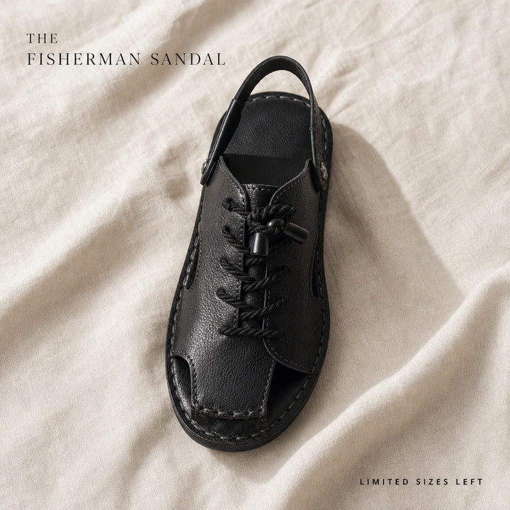 Corded Leather Fisherman Sandals — 07_topdown_linen_minimal