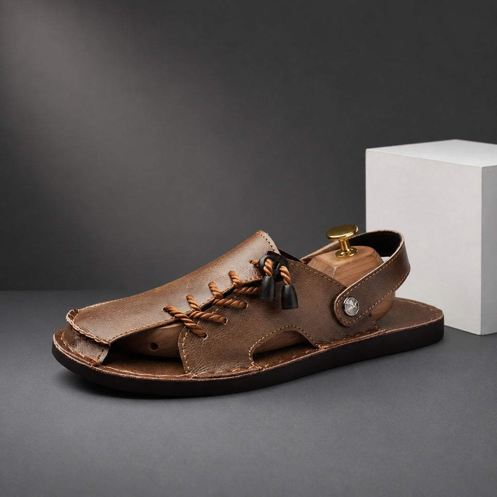 Corded Leather Fisherman Sandals — angle_brown