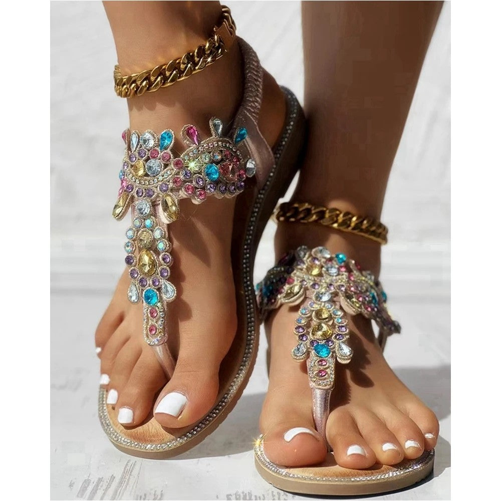 Mosaica Jeweled T-Strap Sandals