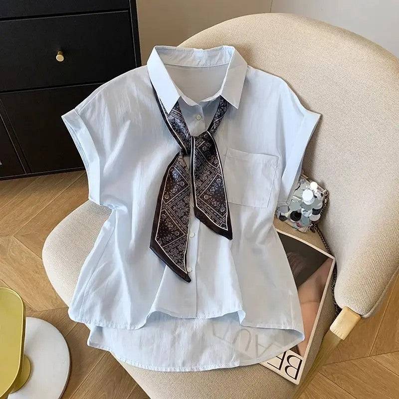 Foulard Scarf-Tie Blouse