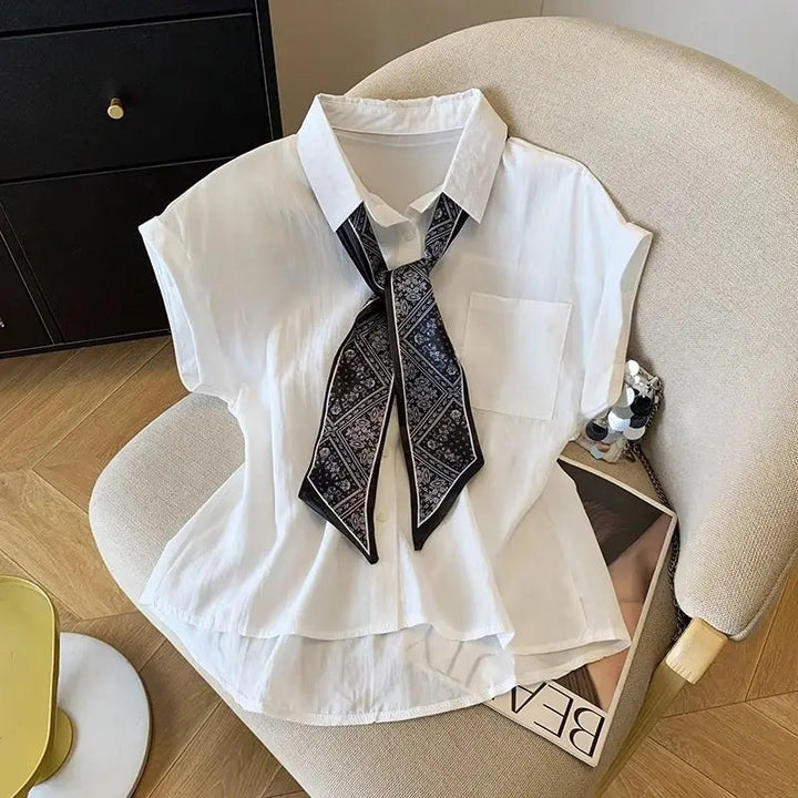 Foulard Scarf-Tie Blouse