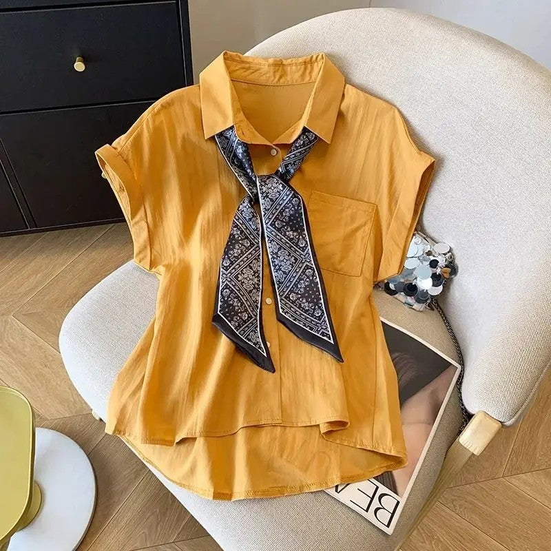 Foulard Scarf-Tie Blouse