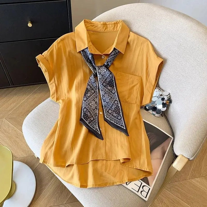 Foulard Scarf-Tie Blouse
