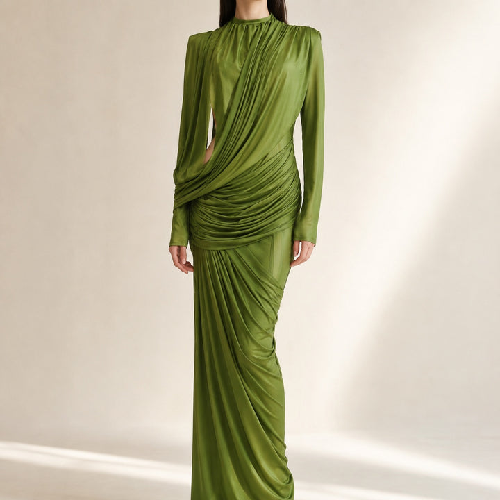 Drappeggio Twisted Turtleneck Maxi Dress — ce_metastatic_01