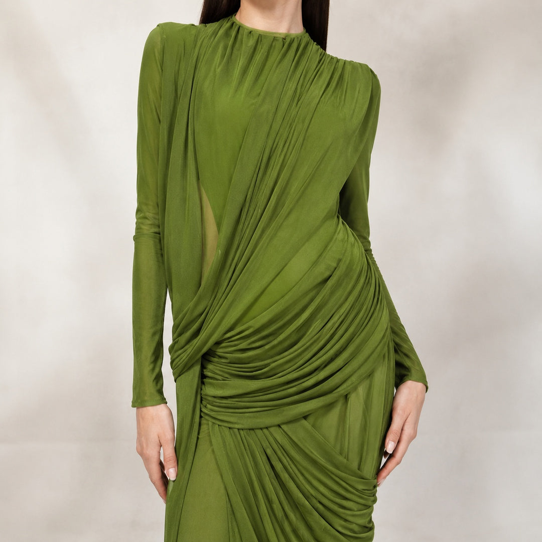 Drappeggio Twisted Turtleneck Maxi Dress — ce_metastatic_01