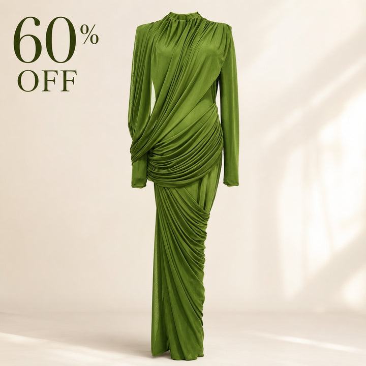Drappeggio Twisted Turtleneck Maxi Dress — ce_metastatic_01