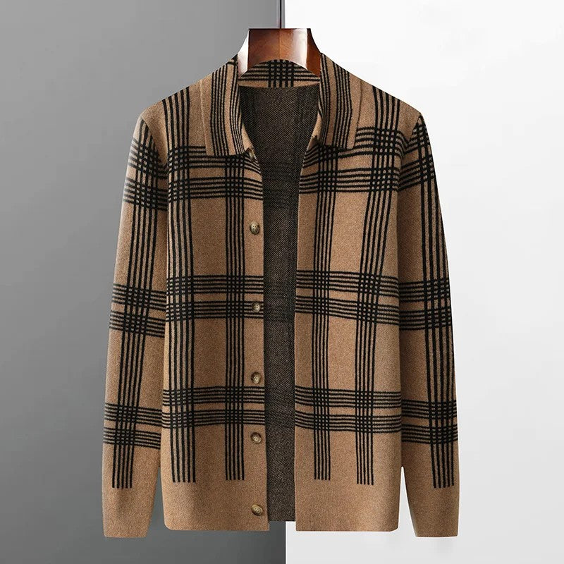 Highland Plaid Wool Cardigan