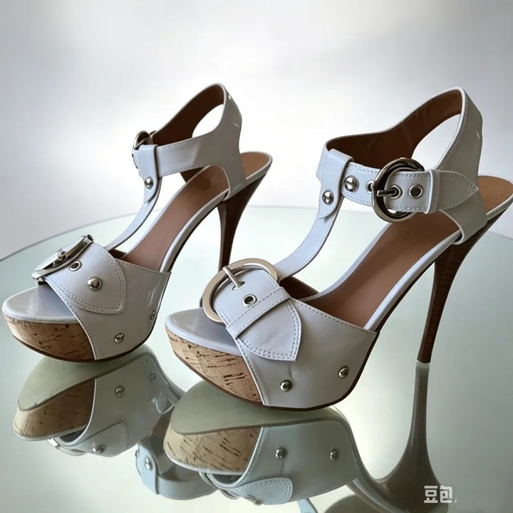 Cavaliere Buckle T-Strap Heels