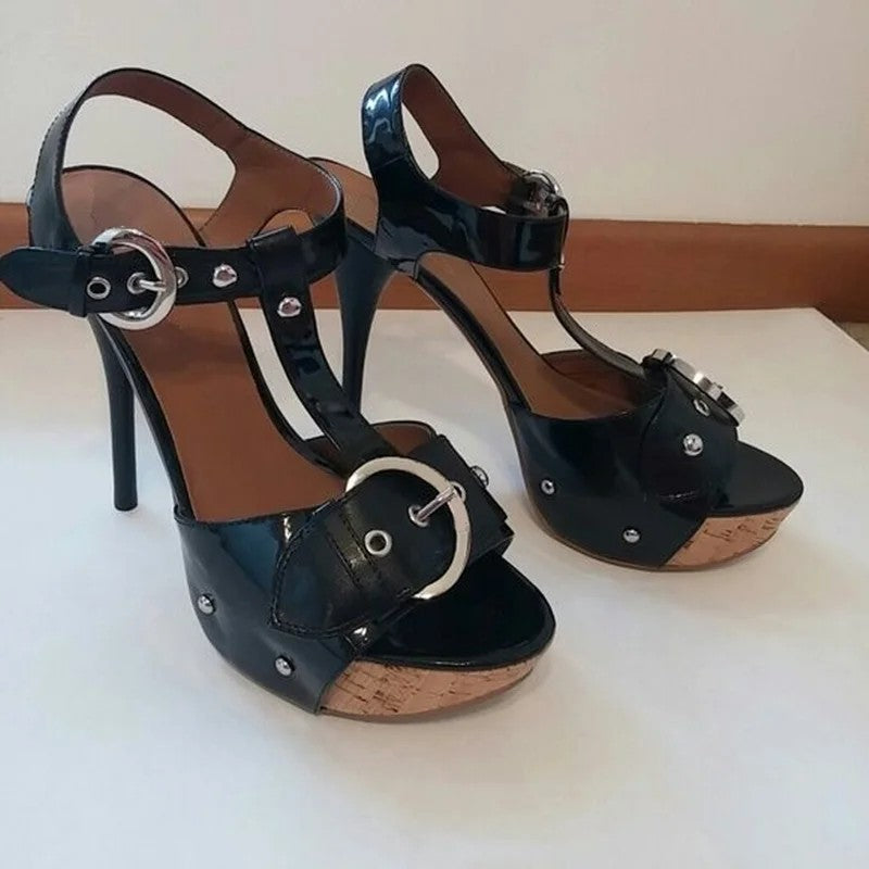 Cavaliere Buckle T-Strap Heels