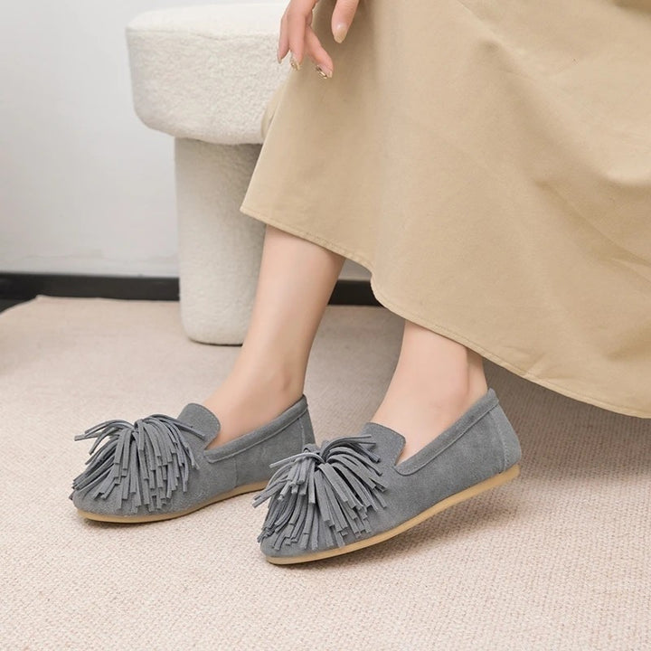 Fringe Suede Ballet Flats