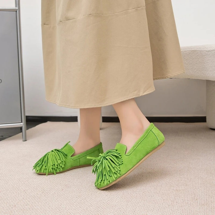 Fringe Suede Ballet Flats