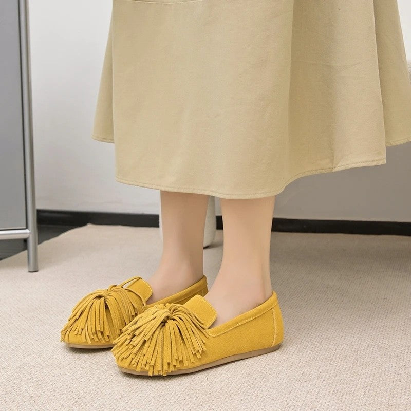 Fringe Suede Ballet Flats