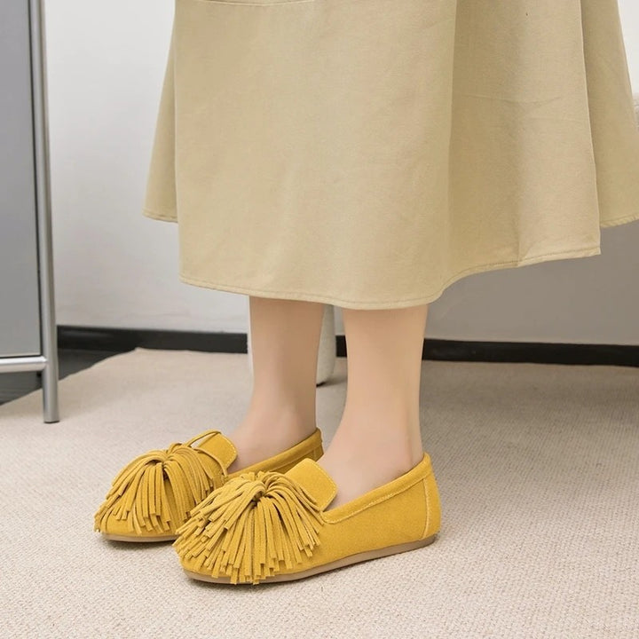 Fringe Suede Ballet Flats