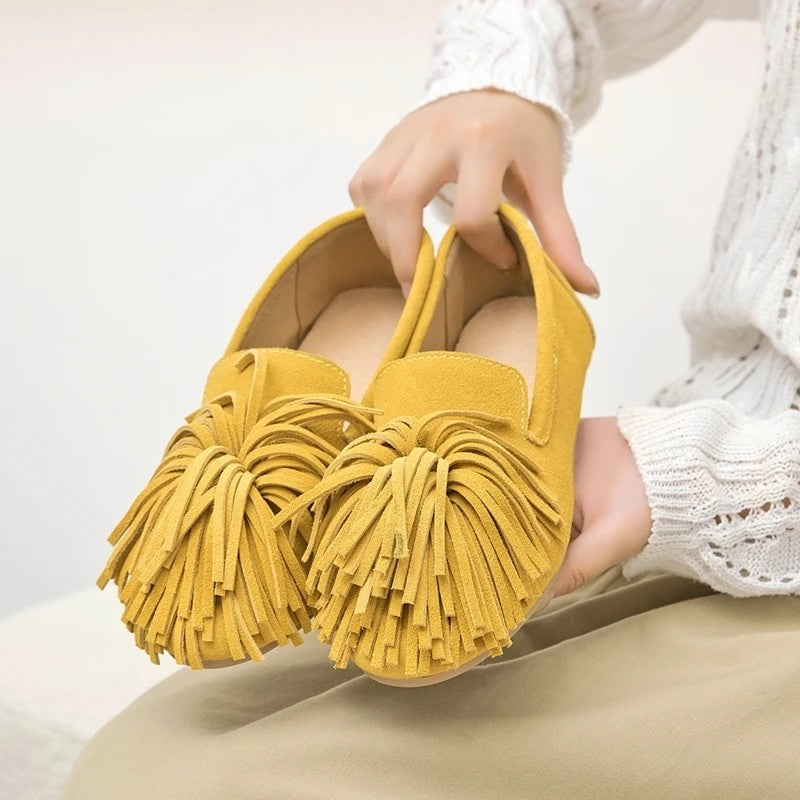 Fringe Suede Ballet Flats