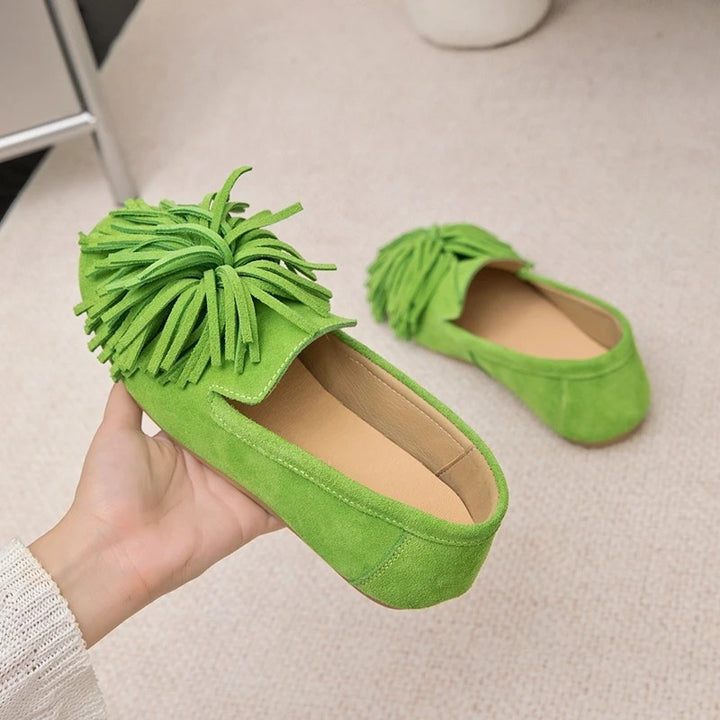 Fringe Suede Ballet Flats
