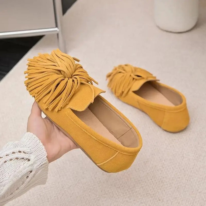 Fringe Suede Ballet Flats