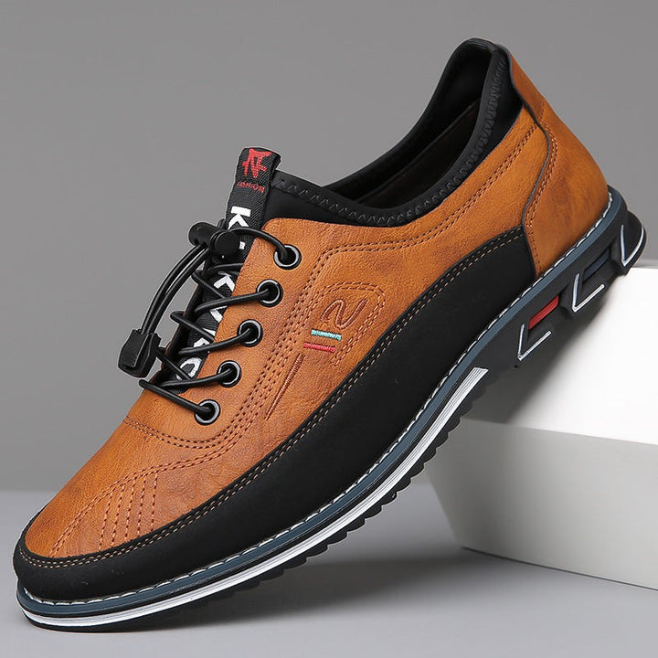 Falcone Contrast-Panel Leather Sneakers