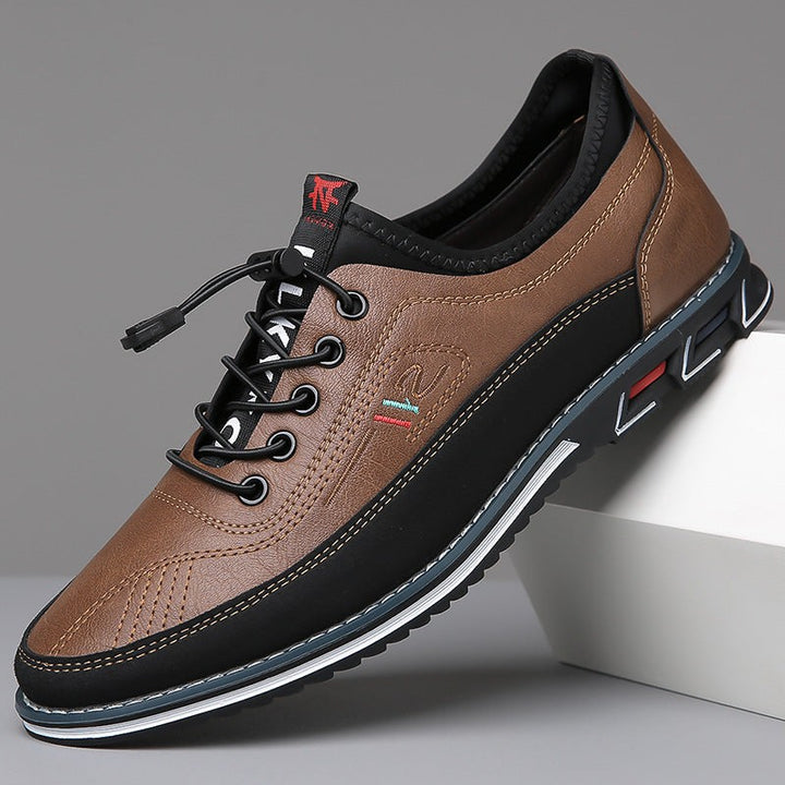 Falcone Contrast-Panel Leather Sneakers