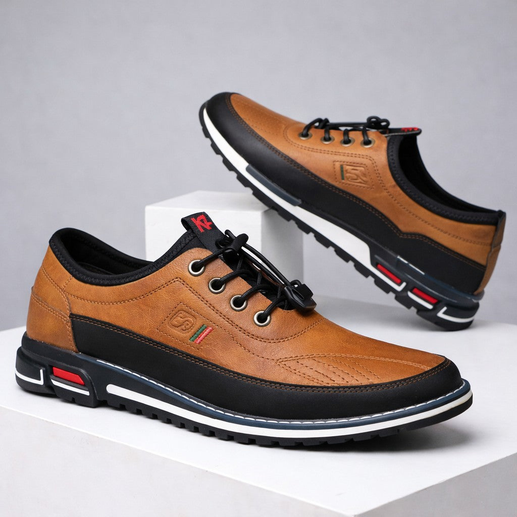 Falcone Contrast-Panel Leather Sneakers