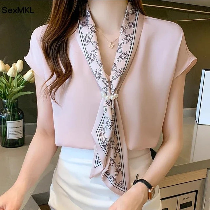 Perla Scarf-Tie Blouse