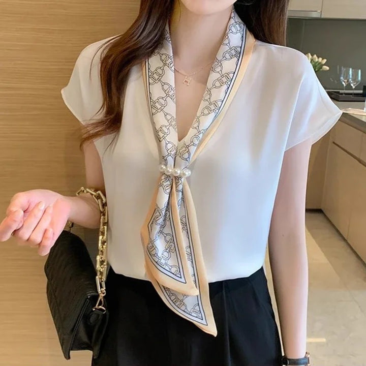 Perla Scarf-Tie Blouse