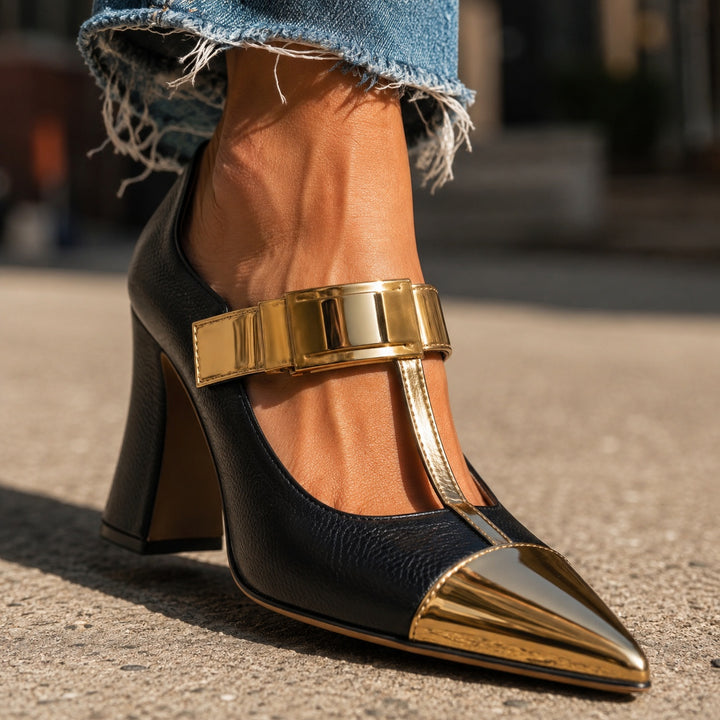 Fibbiona Gold-Buckle T-Strap Mary Janes — ce_brooklyn_s2_01