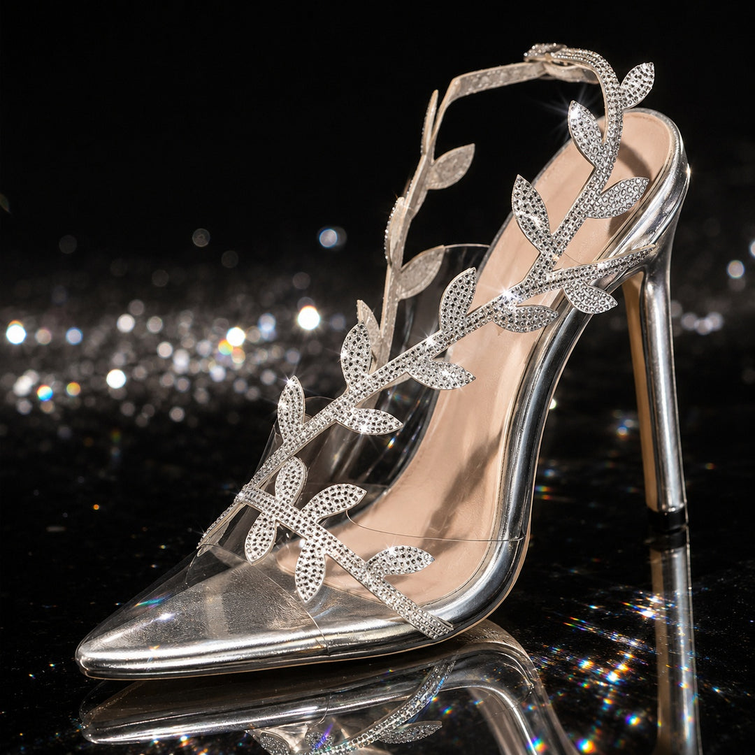 Fogliata Crystal Leaf Stiletto Sandals — ce_metastatic_01