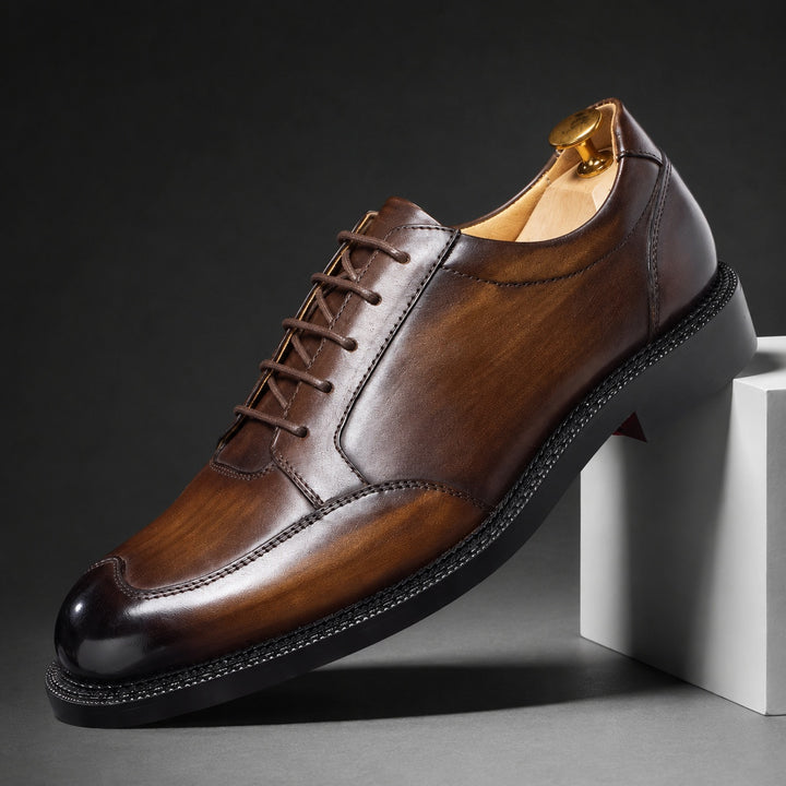 Galleria Apron-Toe Derby Shoes — ce_angle_01